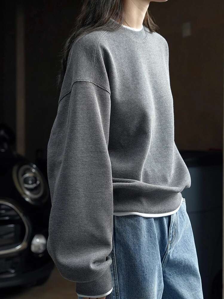 Fashion Casual Loose Pullover Sweatshirt For Women Round Neck Long Sleeve Korean Style Tops 2025 Autumn New 26D8726