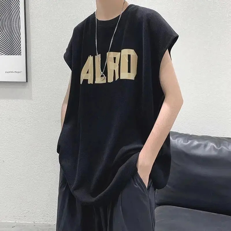 Loose large size vest mens Hong Kong style summer casual sleeveless T-shirt mens versatile breathable sports pullover 250219