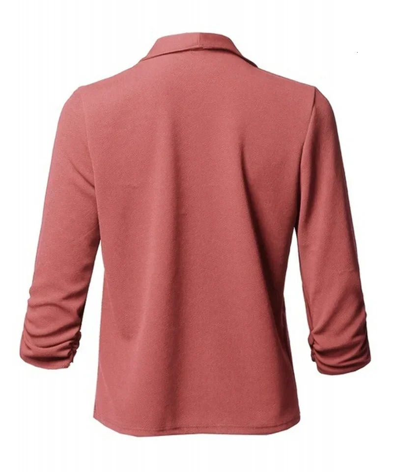 Women Black Thin Blazers Cardigan Coat Long Sleeve and Jackets Ruched Asymmetrical Casual Business Suit Lady 250213