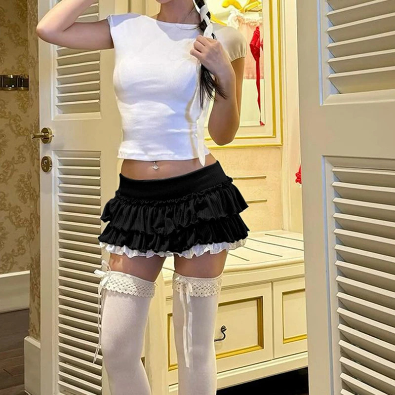 Where Mery sexy short skirt summer Y2K pleated puzzle mini sweet and cute nightclub party women skiing fashionable 250220