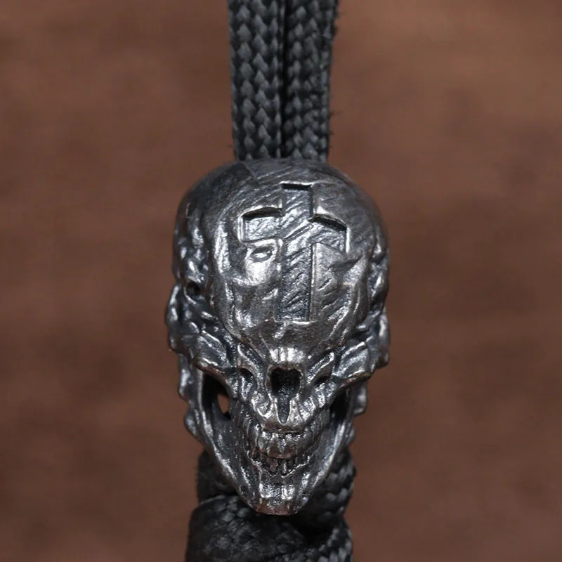 Cross Skull Head Brass Knife Bead EDC DIY Umbrella Rope Weaving Bracelet Pendant Accessories Outdoor Tool Hanger 250213