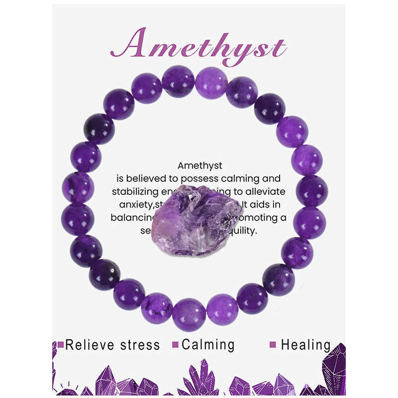 Charm Bracelets New Blue Apatite Amethyst Bracelet Handmade Natural Stone Agate Crystal Bead Card Bracelet Jewelry H25220 2 55AF