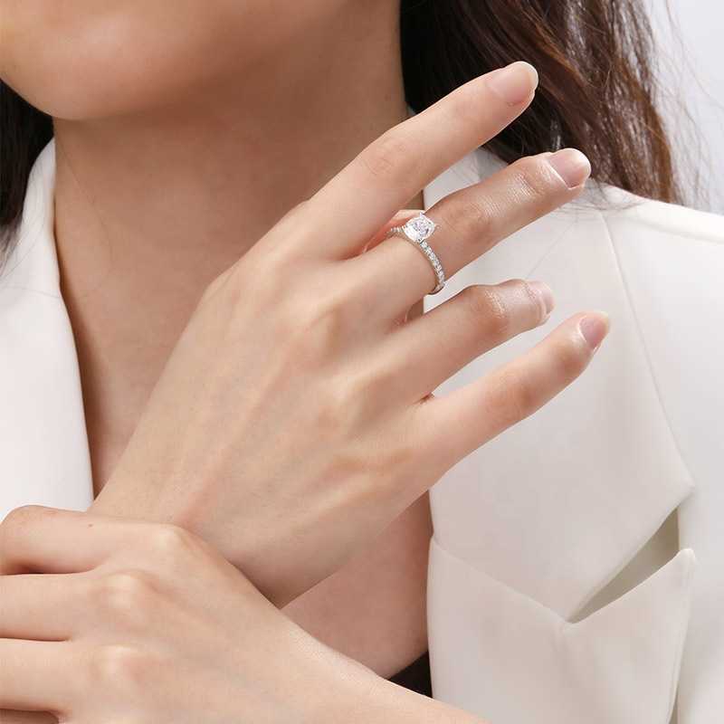 Cushion Moissanite Women Ring Customized Manufacturer Silver 925 Engagement Rings 10K 14k 18K Pure Gold Wedding Moissanite Rings