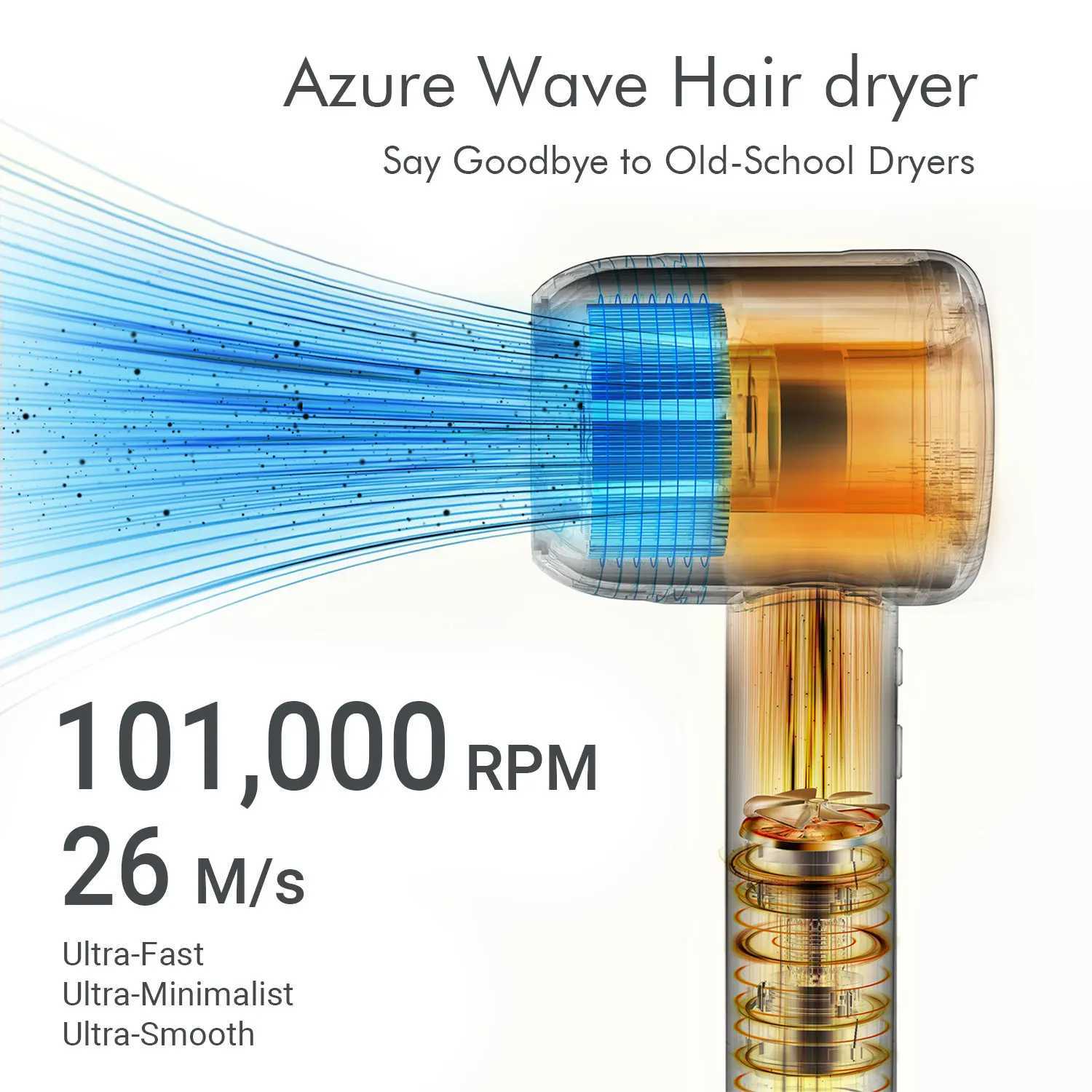 KIPOZI Azure Wave Hair dryer Low Noise Constant Temperature Quick Drying Suitable For Home Travel Hair Dryer Dormitory Blow Three W250220