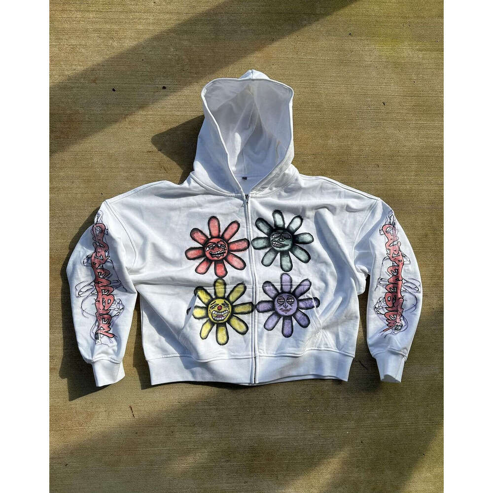 Dark and loose antique style personalized American print hooded long sleeved pullover pocket hoodie
