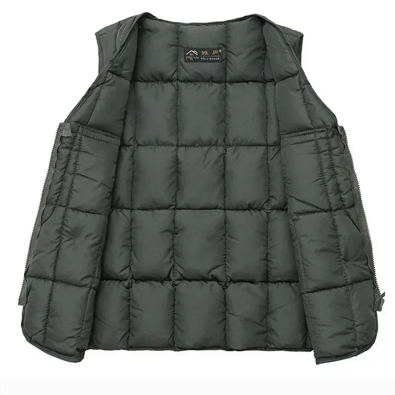 Classic Multi-Pocket Mens Padded Vest Winter Warm Sleeveless Coat Tactical Vest Jacket for Men Solid Lightweight Male Waistcoat 250219