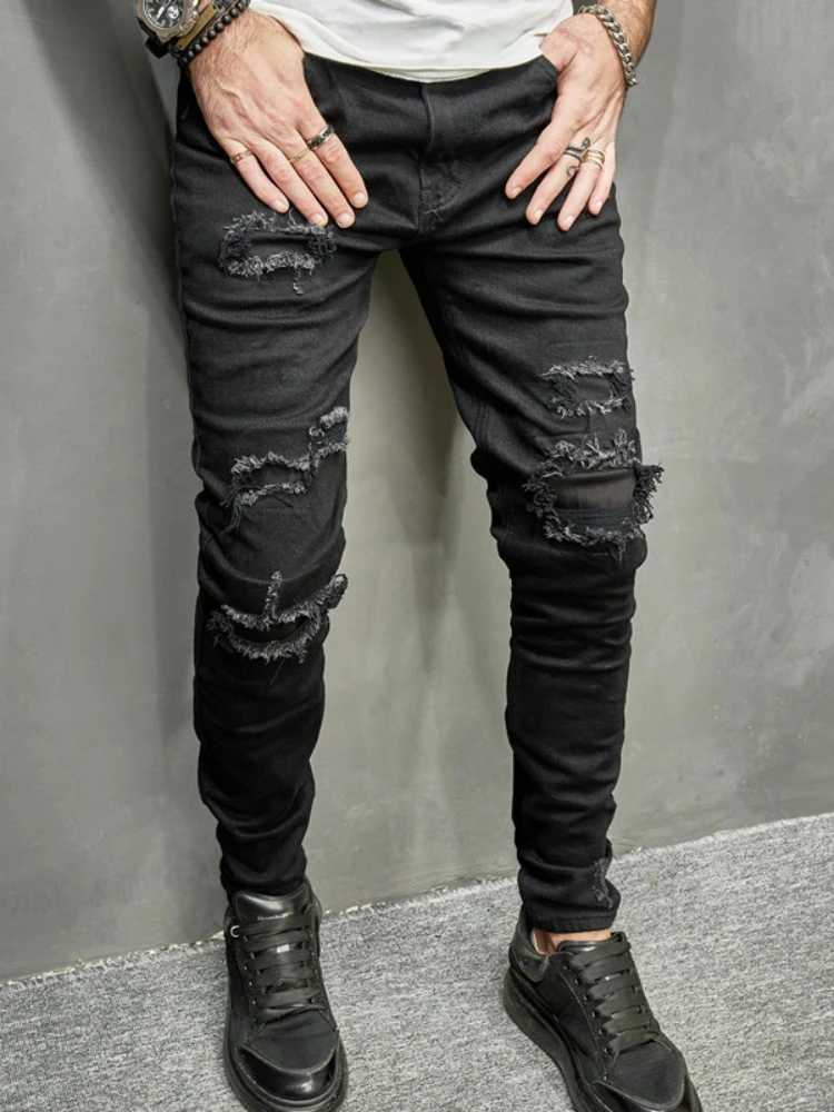 Mens Long Pants Denim Pants Jeans Straight Trousers Sheath Slim Fit Pockets Casual Regular High Waist Splice Autumn Winter X250220