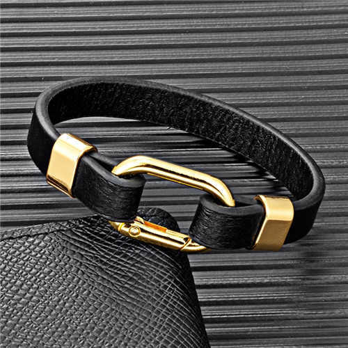 Charm Bracelets Oval spring buckle mens leather bracelet sports style H25220