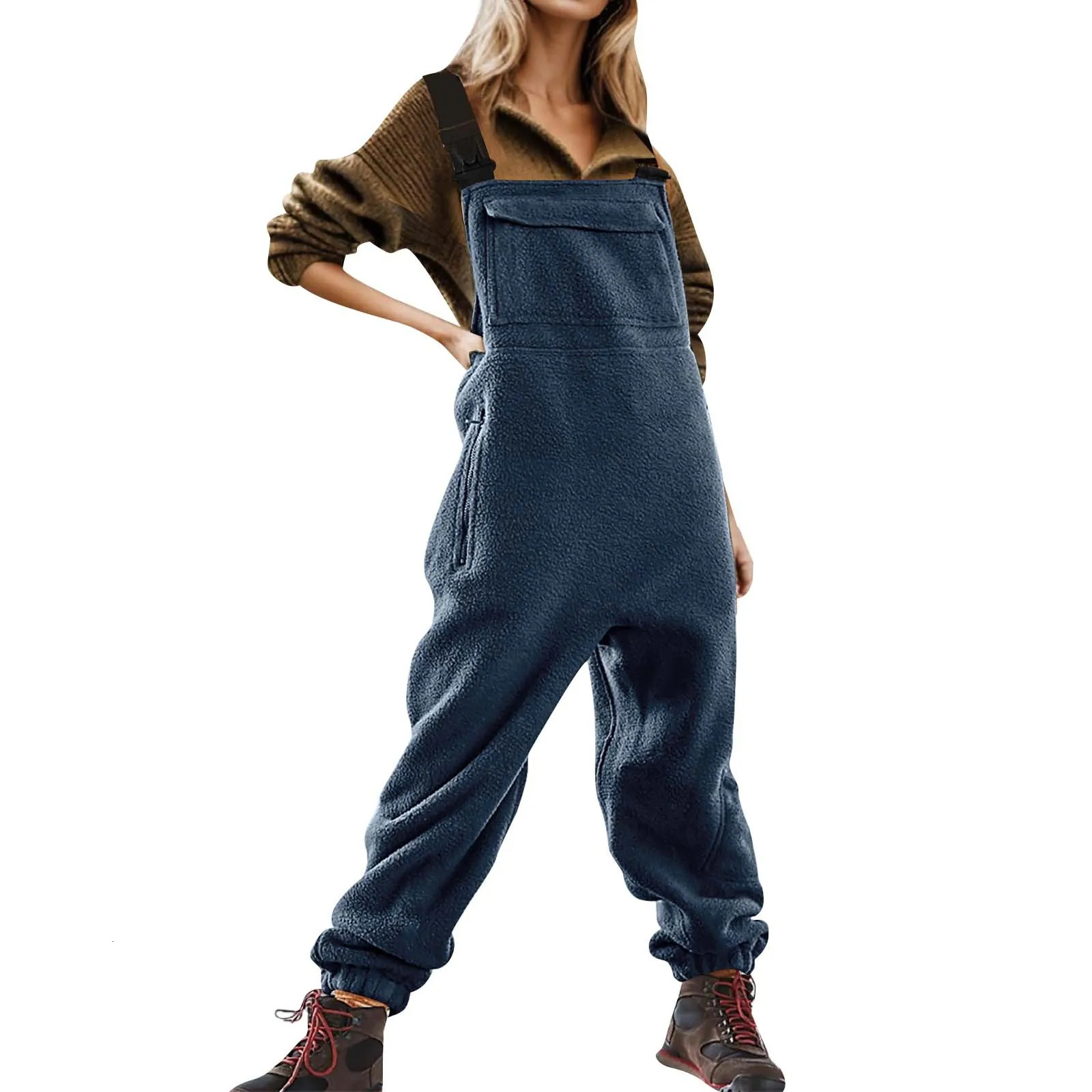 Womens wool coat one-piece bib jumpsuit with adjustable straps for warmth winter camouflage ski pants 250220