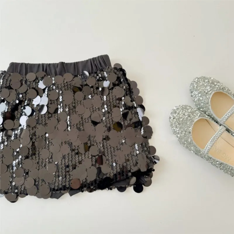 Fashion Baby Girl Sequins Short Skirt Infant Toddler Child Bling Skirt Spring Autumn Summer High Waist Skirt Baby Clothes 1-10Y 250220bj