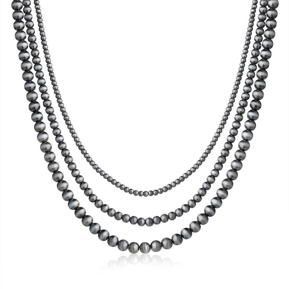 Pendant Necklaces Navajo style antique brushed tin CCB round bead necklace popular Western style jewelry for womens niche market H25219