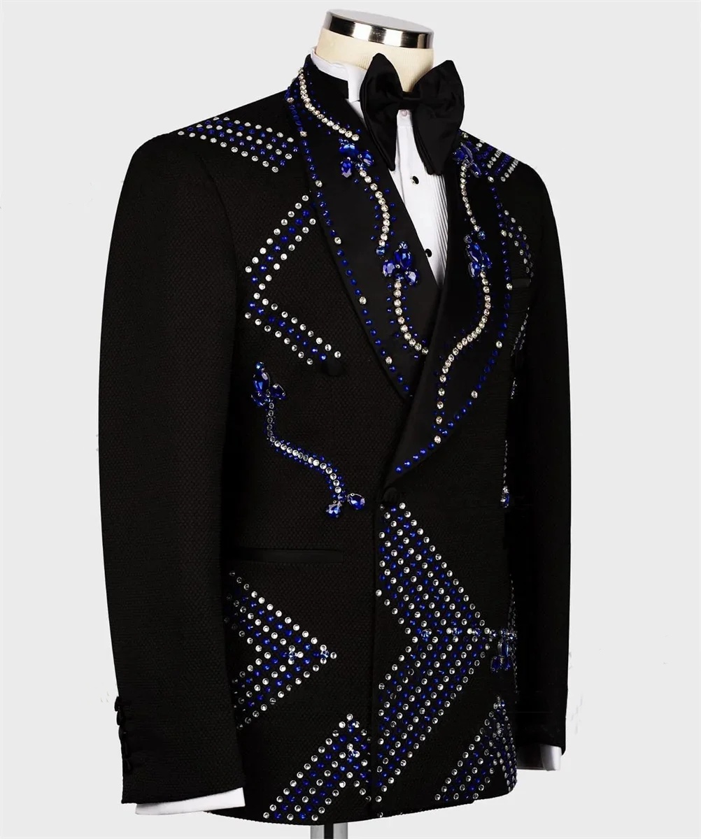 Fashion Men's Suit Rhinestone Beading Shawl Lapel Blazer One Piece Crystal Coat One Button Prom Formal Occasion Customized Only Jacket