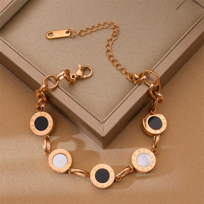 Charm Bracelets 18k rose gold titanium steel bracelet Korean version Bohemian temperament titanium steel non fading bracelet accessory H25220 4 8ZOW