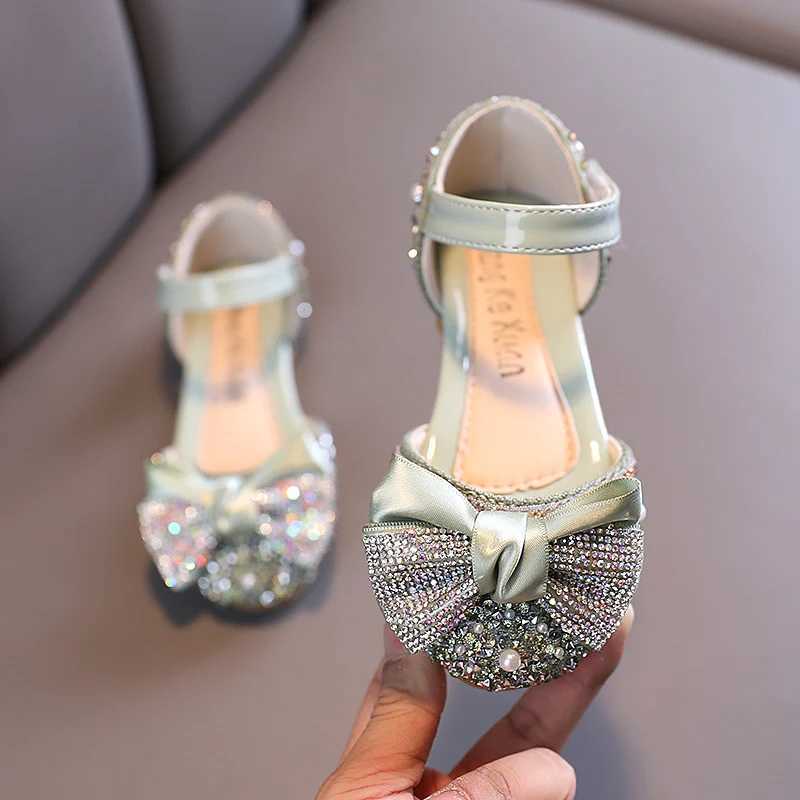 Kids Princess Shoes Luxurious Party Wedding Sequins 21-30 Infant Girls Mary Janes Glitter Fashion Pink Green Children Flats X250220