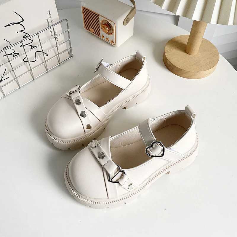 Spring Girls Mary Janes Platform Lolita Shallow Kids Leather Shoes Black Biege Stylish Non-slip Matte Children Flat Shoe 27-36 X250220
