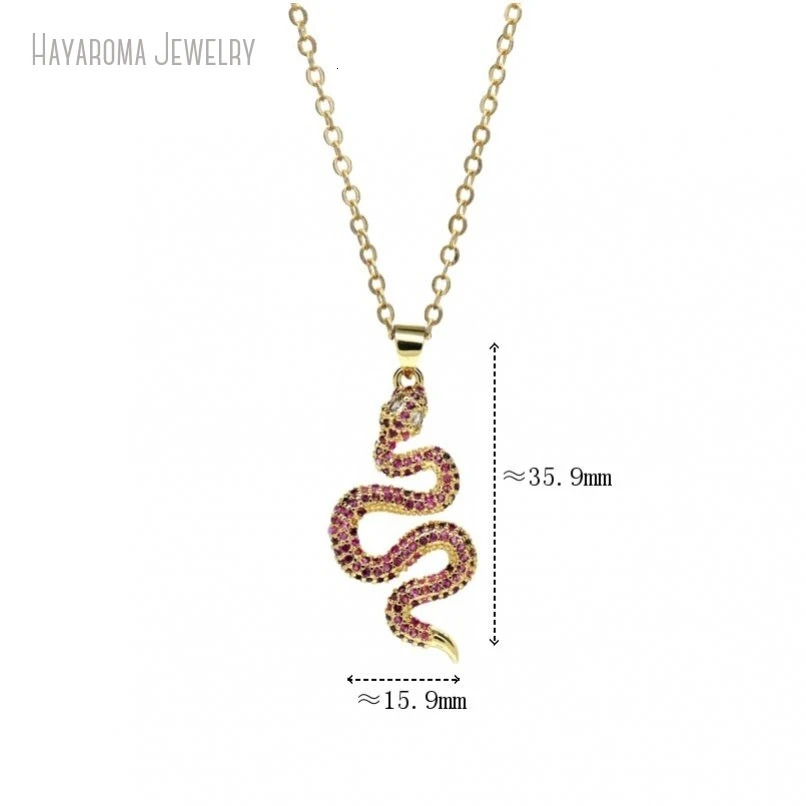 2Pcs Chain Wholesale Animal Snake Invisible Setting Jewelry Gold Color Metal Cubic Zirconia Copper Necklace NM5 250220