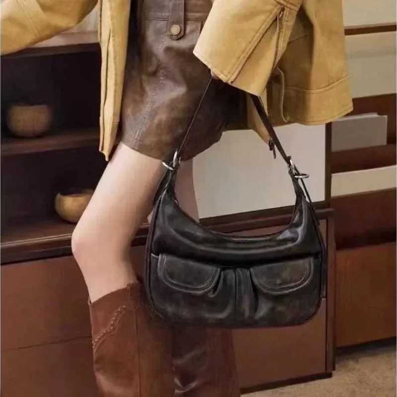 Retro Coffee Shoulder Bag for Women Retro New Autumn Pocket Fashion Casual Underwear Bag for Women Y2k Handbag Bolsa Handbag Y250218