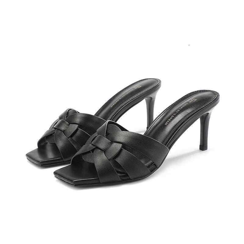 2023 Women's Summer Open Toe Slim Heels Outdoor Genuine Leather Fish Mouth Slippers Beach Casual High Heel Slippers7CM ddmykukumalu