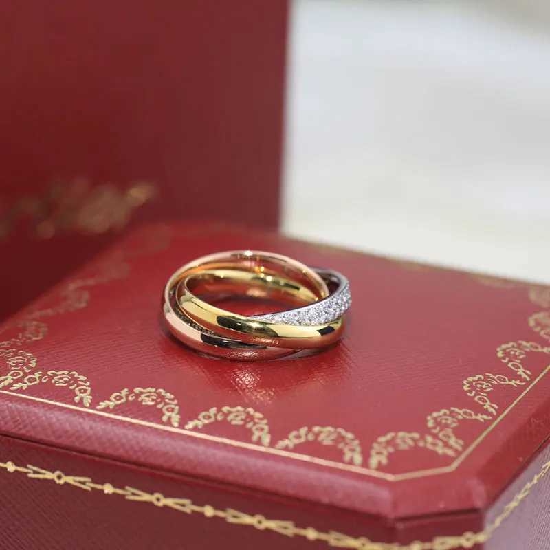 Band Rings Delicacy 925 Sterling Silver Triple rings Three Colors Womens Finger Fashion Creative Nail Ring Multicolour Brand Jewelry J250217 1JHJY