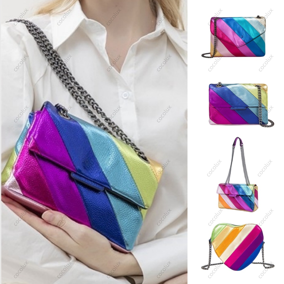 2025 kurt gegiers handbags luxury large shoulder bags for women evening small clutch color heart purses fashion bird head chains crossbody bags strap flap