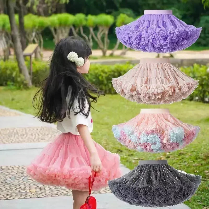 Upgrade Girls Tulle Skirt Baby Children Tutu Pettiskirt Skirt Kids Fluffy Ballet Skirt Party Princess Girl Clothes B022 250220