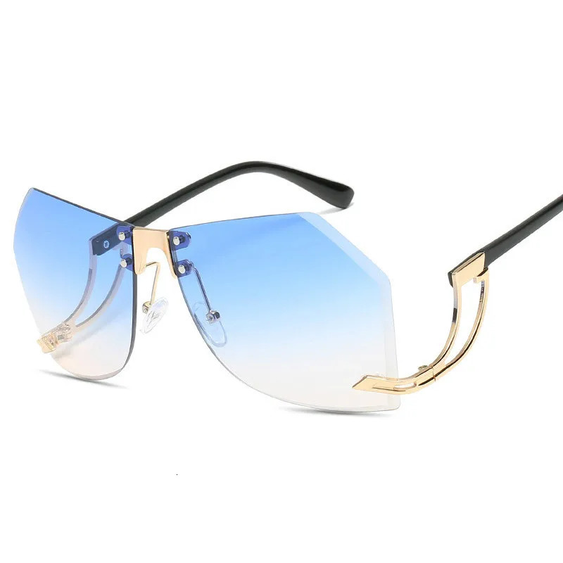 Irregular Rimless Sunglasses Women Alloy Frame Oversize Gradient Sun Glasses Fashion Female Clear Shades 250218