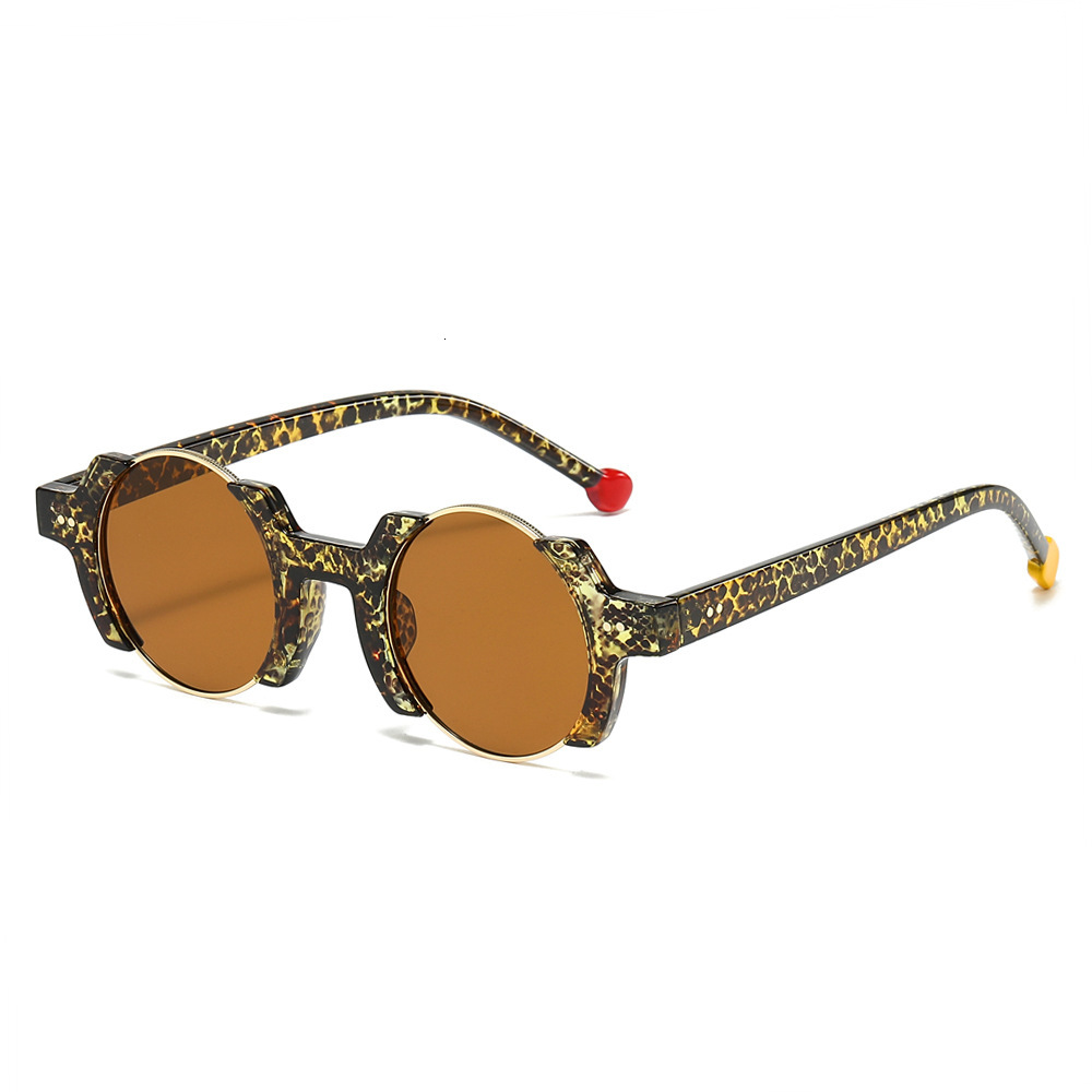2025 cross-border new round glasses fashion personality hip hop fashion star flashy sunglasses contrast shades for men and women