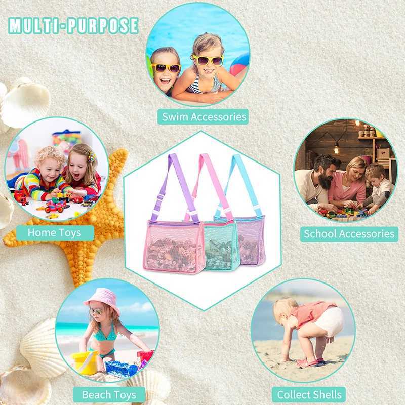 1Pc Beach Toy Mesh Bag Kids Shell Storage Bag Beach Toy Seashell Bag Mesh Pool Bag Sand Toys Swimming Accessories Z250219