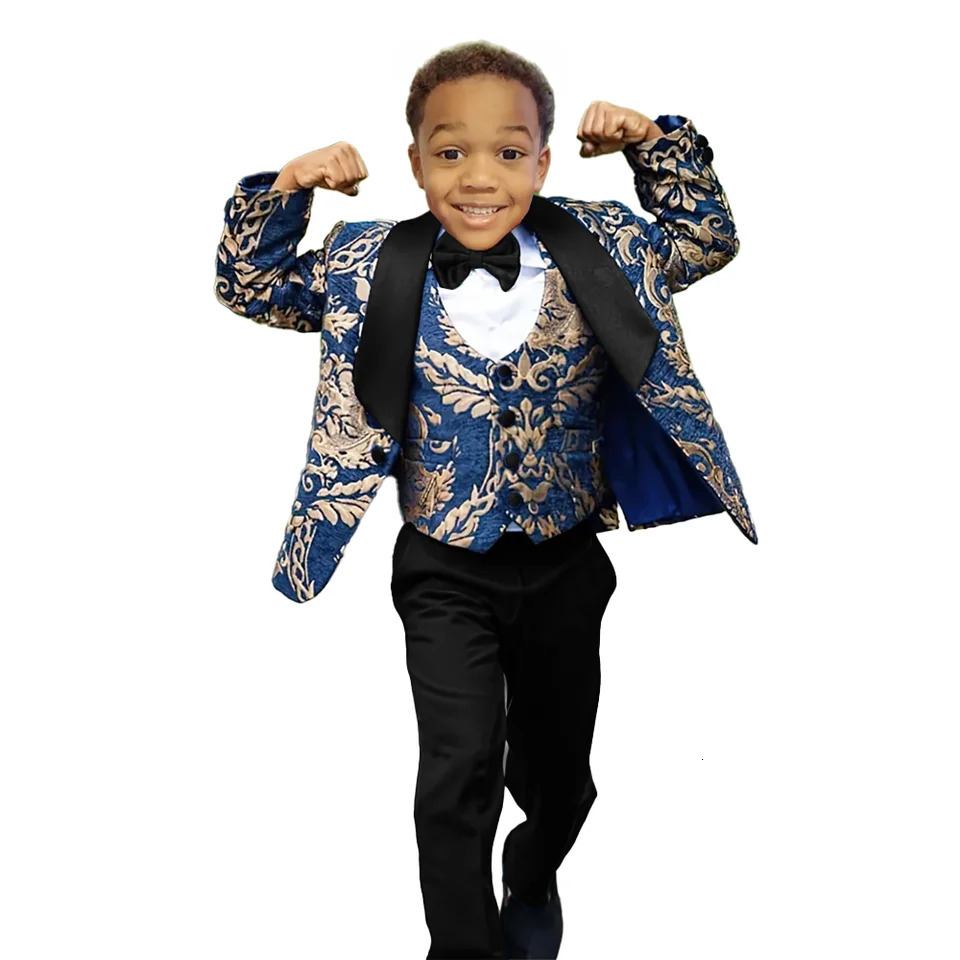 Jinhua Boys Suit 3 Piece Set Jacquard Blazer Wedding Kids Tuxedo Formal Jacket Pants Vest 2-16 Years Old Custom Dress 250219