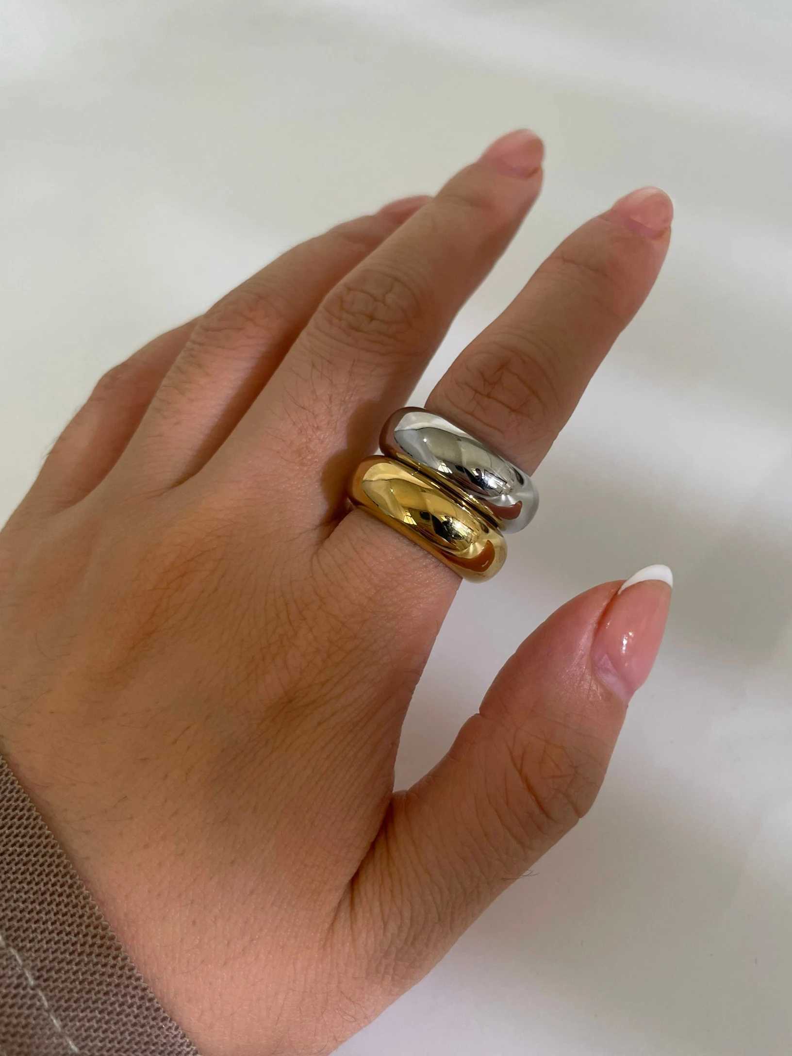 Perisbox Minimalist Smooth Gold Silver Plated Wide Rings for Wen Men Stainless Steel Anti-Tarnish Stackable Fashion Jewelry X250220