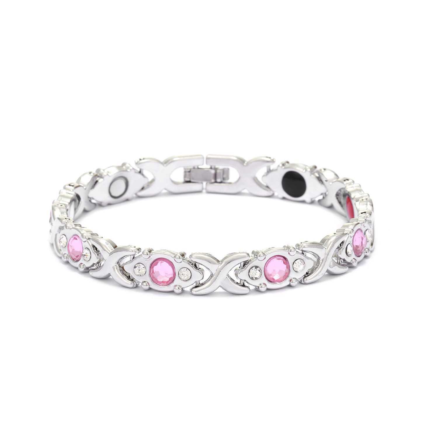 Charm Bracelets Fashionable detachable energy magnet bracelet environmentally friendly alloy with diamond inlay adjustable womens wristband H25220