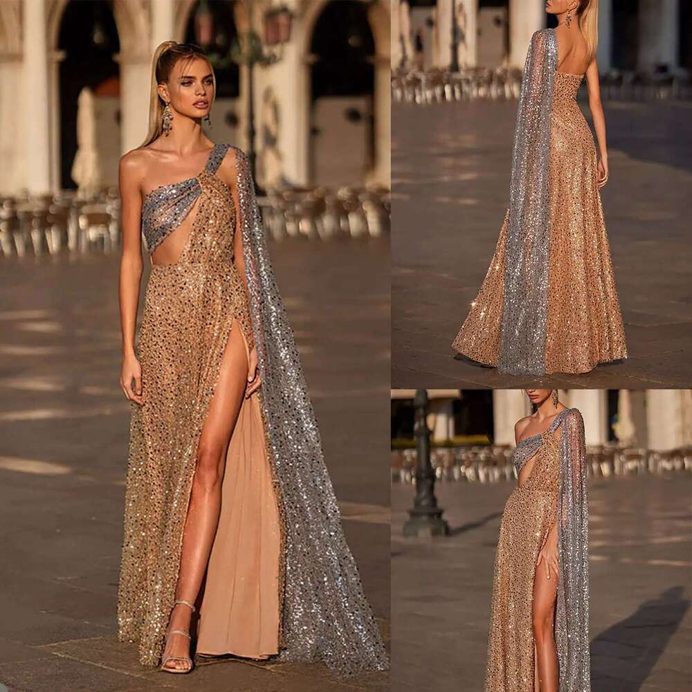 Esnte Sequin Lace Dress Plus Front Split Celebrity Party Evening Design Dresses Custom Size Ball Gowns prom