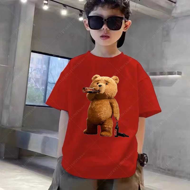 T-shirts Funny Bear Boy Girl Cute Cartoon Shirt Kid Summer Animal Anime Tops Tee Children Baby Family Group Clothes Unisex Teenager 3-14y H250220