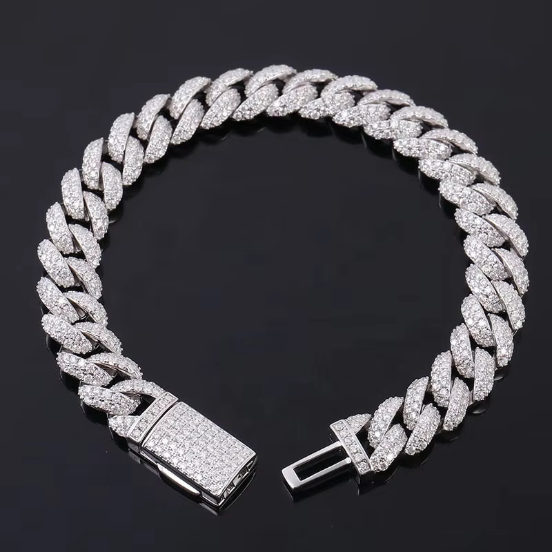 necklace chilled 14mm pyroxene sterg sier Cuban chain
