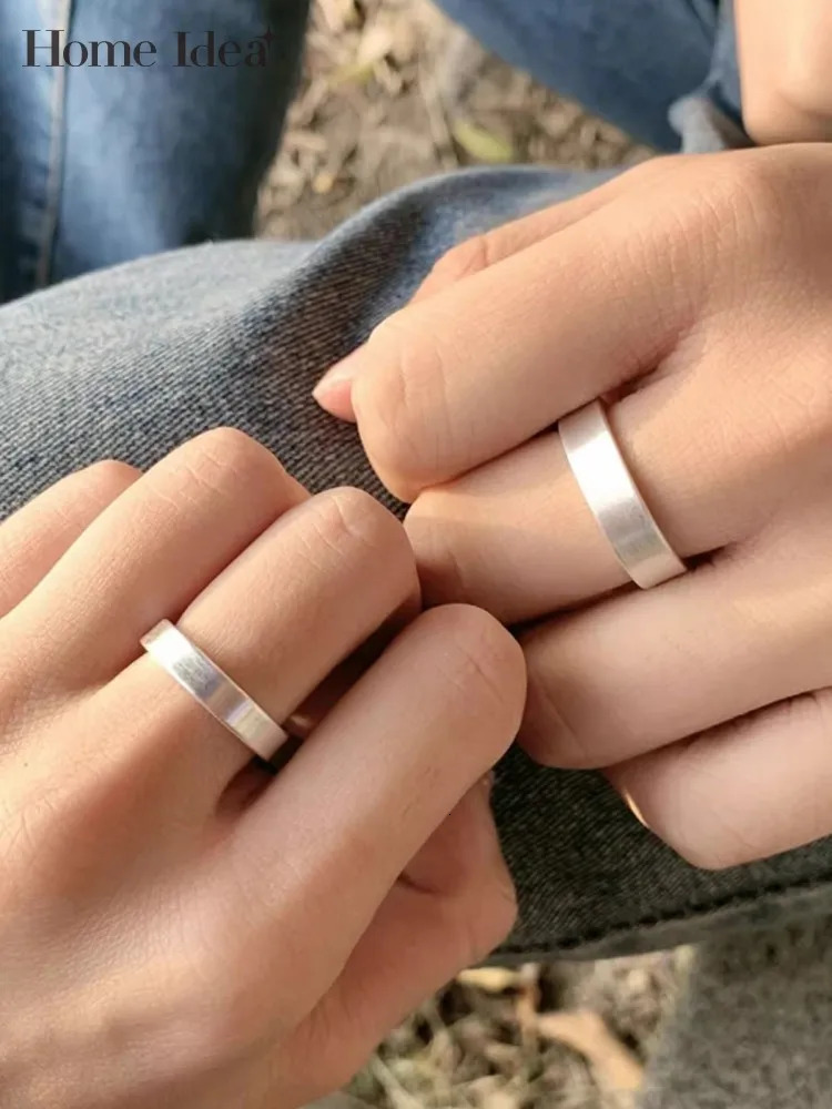 Lovers Fine Jewelry 999 Sterling Silver Ring Women Men Adjustable Vintage Classic Plain Ring Couple Rings 250213