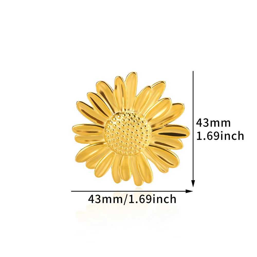 Exaggerated Big Suower Open Ring For Wen Gold Color Stainless Steel Square Ring Bohen Jewelry Wedding Gift X250220