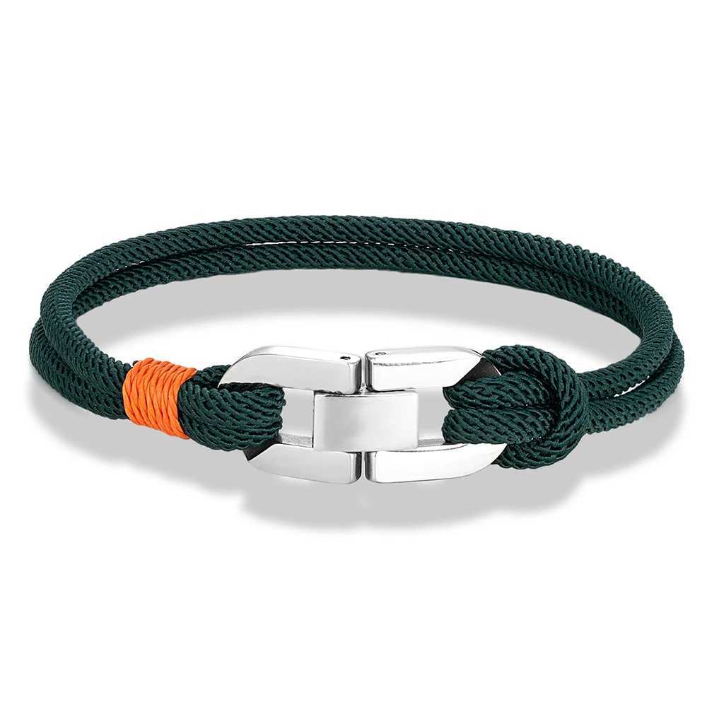 ENDN New Double Strand Braided Rope Bracelet Stainl Steel Cuban U-buckle Bracelets for Men Women Couple Jewelry GiftsXJ250219