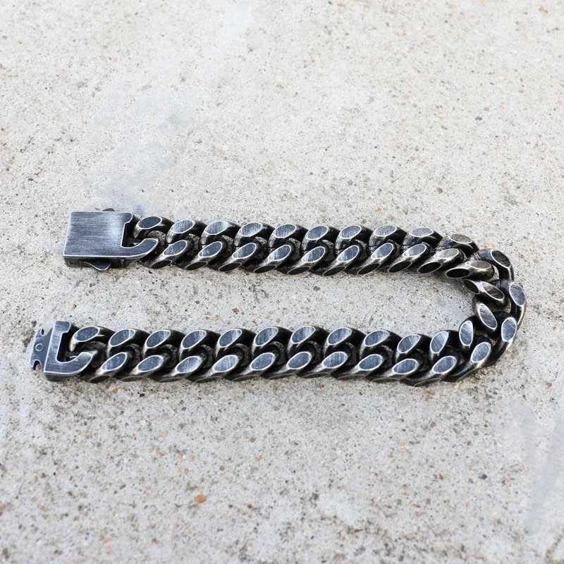 Fashion Antique Black Plated Thick Chain Bracelet Stainl Steel Link Chain Hip Hop Bracelets for Men Jewelry Anniversary GiftXJ250219