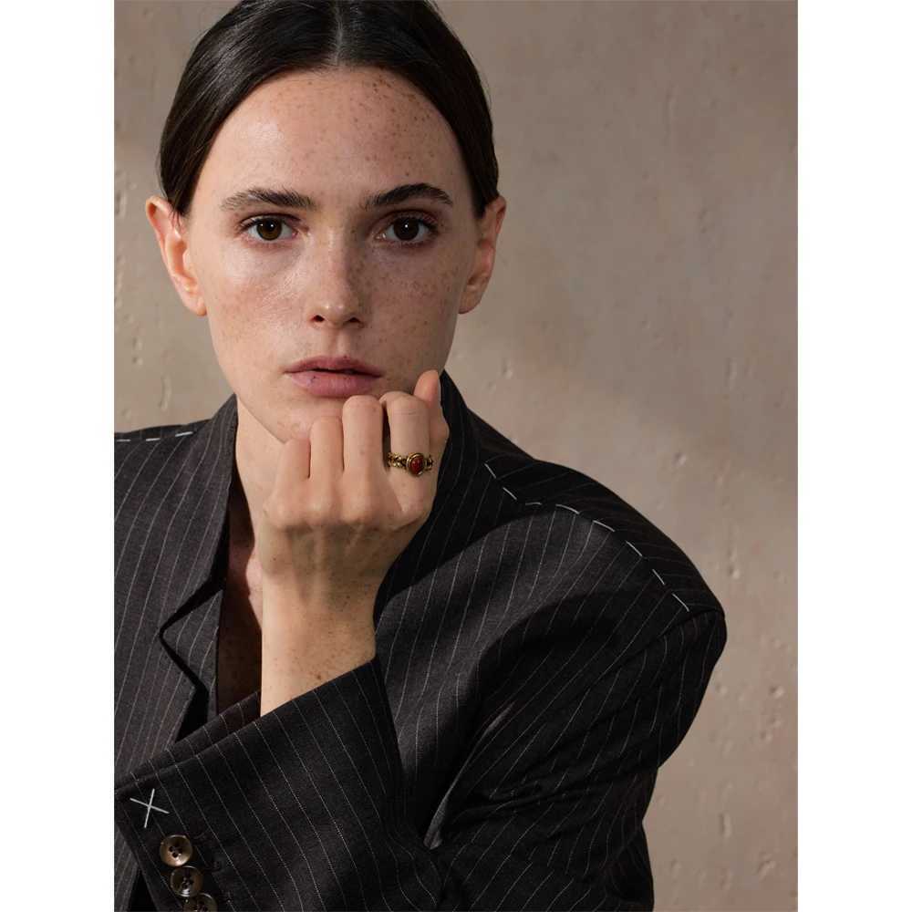 Yellow Retro Stainless Steel Red Gold Color Smearing Black Natural Stone Ring 18K PVD Plated Rust Proof Vintage Finger Jewelry X250220
