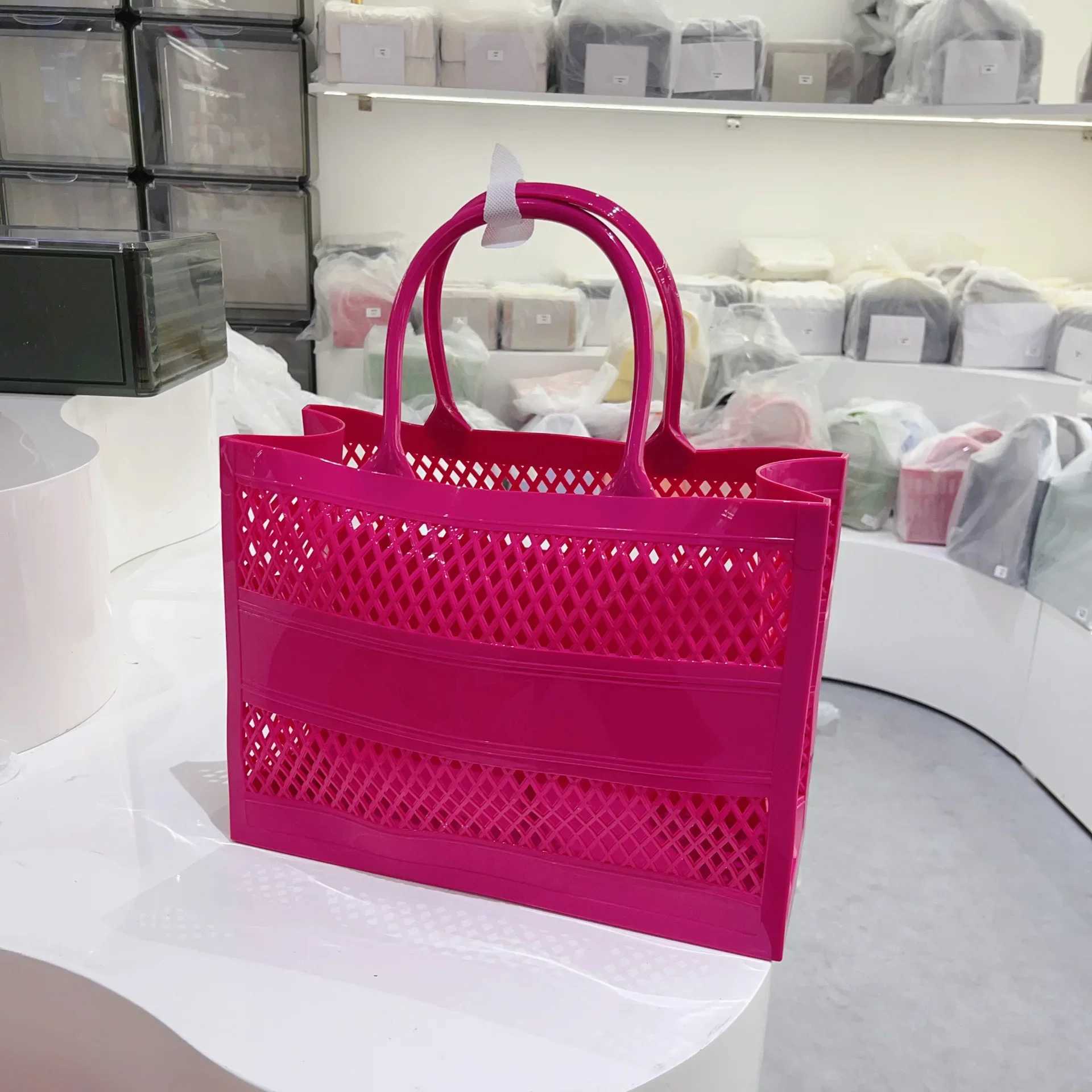 Large Capacity Woven Handbags for Women Hollow Tote Bag Luxury Designer Shopping Bag PVC Grocery Basket Womens Beach Bag Z250219