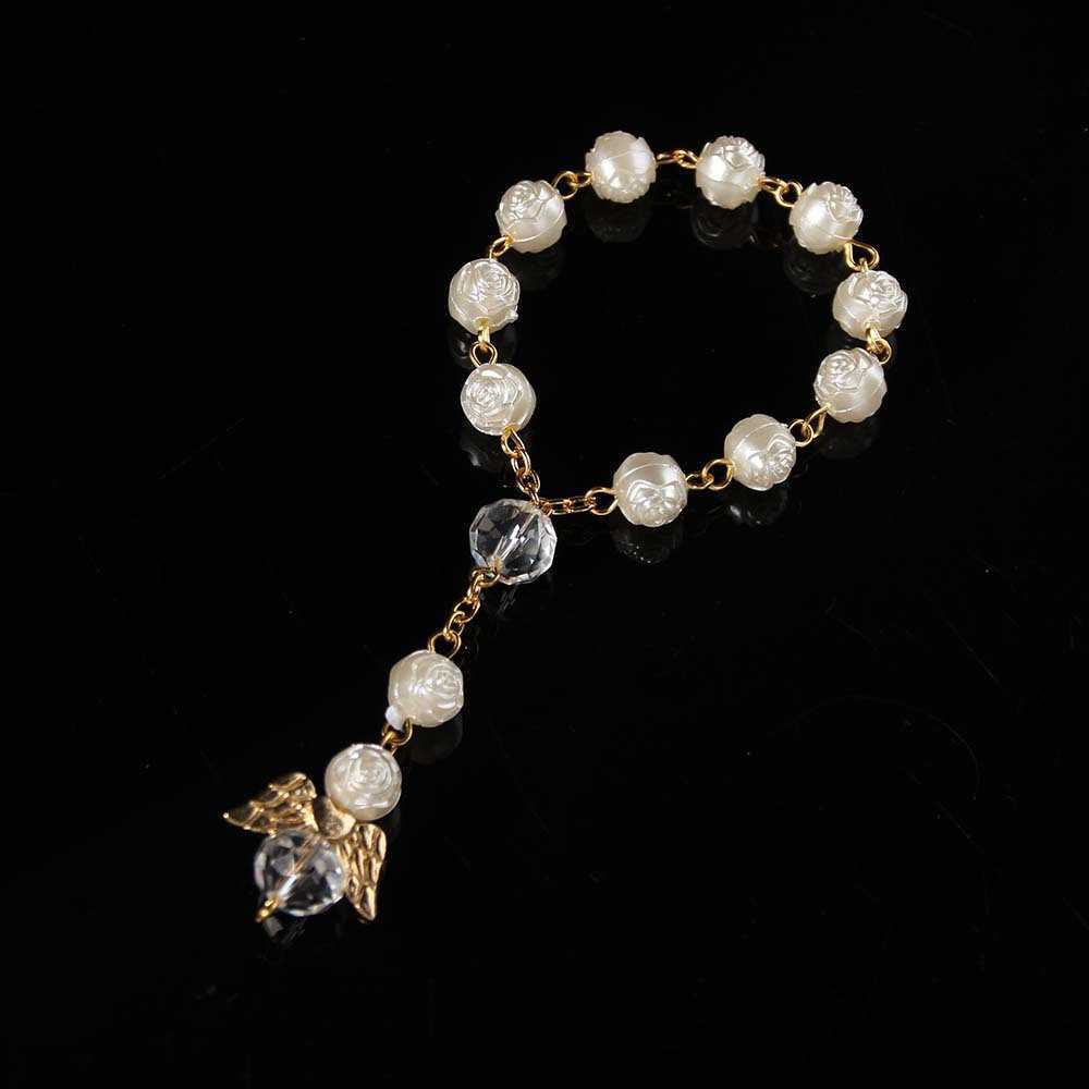 Charm Bracelets Hot selling Etsy Angel Baptism Gift Acrylic Rose Bead Bracelet Prayer Bead Love Angel Wings Bracelet H25220