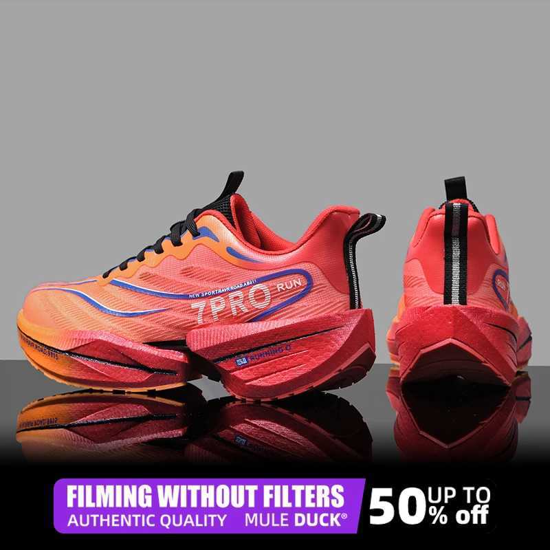 Marathon Air Cushion Carbon Plate Sports Running Shoes Men Breathable Lightweight Wen Cfortable Nonskid Speciality Sneakers Z250411