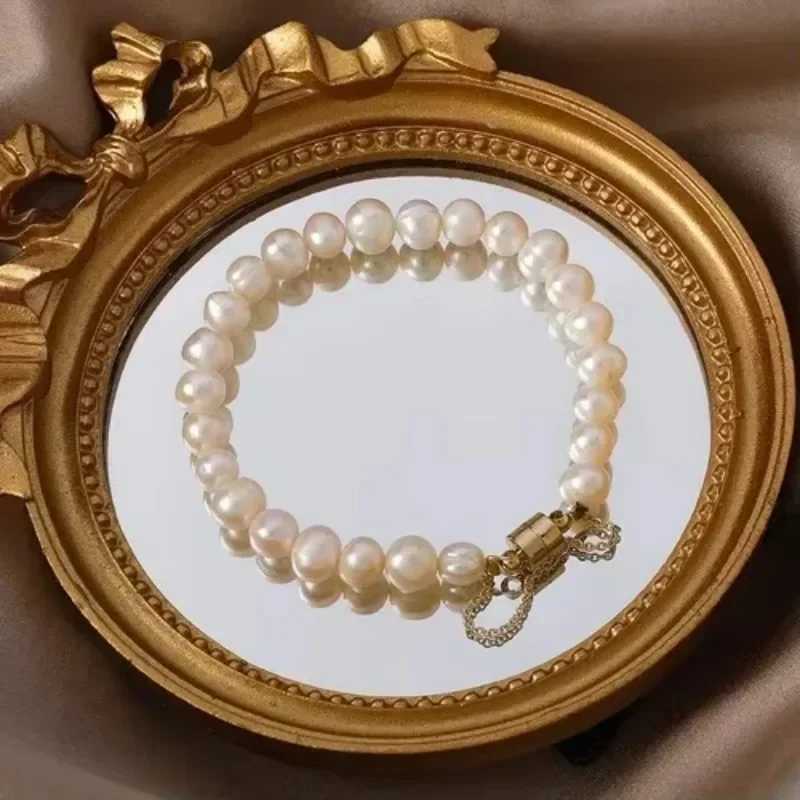 1PCS Fashion Korean Style Pearl Heart Pendant Bracelet Woman Simple Vintage Stainl Steel Chain Bracelet Jewelry AccoriesXJ250219