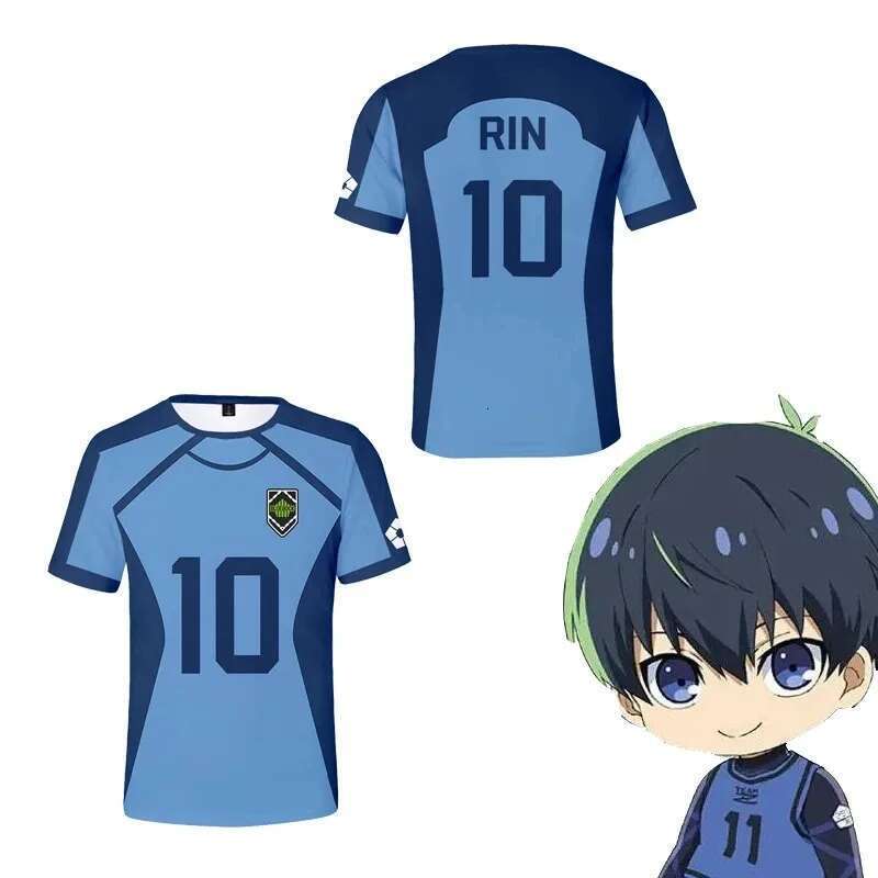 Latest 3D Printed Anime Blue Lock Football Shirt Men's Sports T-shirt Cool Fashion Short Sleeve Fashion Children's Role Playing T-shirt