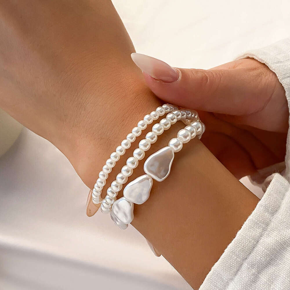 Jewelry imitation pearl layered woven Baroque necklace, niche round bead chain, versatile necklace