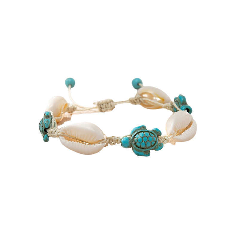 Charm Bracelets Hot selling ocean style cartoon starfish shell graffiti blue eye bracelet ins summer beach vacation bracelet H25220