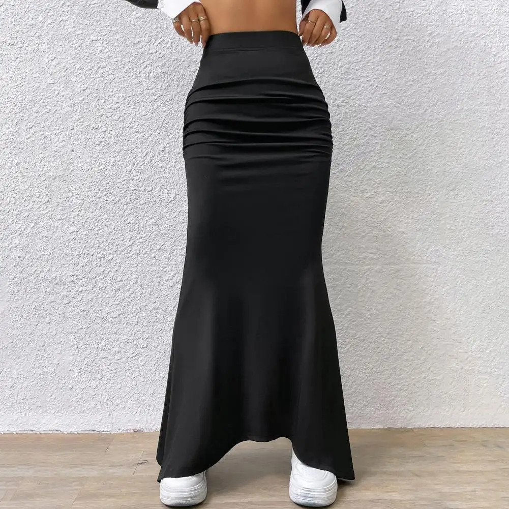 Womens Maxi Skirt Solid Color High Waist Knitted Fishtail Long Spring and Autumn Elegant Shirt n Skiing 250220
