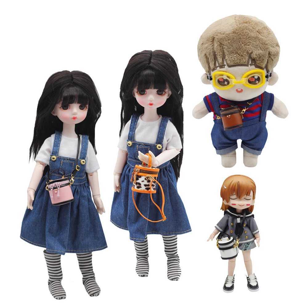 Keychains Lanyards Doll Apparel Fashion Miniature Bag For 1/6 1/8 1/12 BJD OB11 Doll Toys Barrel bag Doll Clothes Accessories Doll Purse Belt Bag Hand