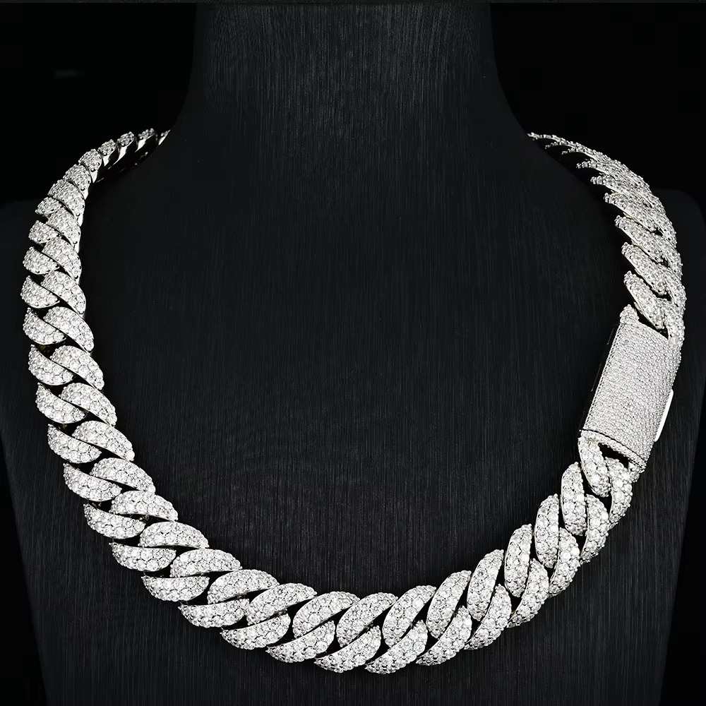 Pass Tester Hip Hop Jewelry 16mm sterg sier VVS Moissanite Miami Cuban Chain
