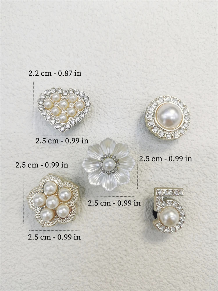 10PCS Shoe Charms ABS Accessories Decorations Clog Luxury Rhinestone Pearl Beads Diy Buckle Shoes Ornaments For Party Gift 250219